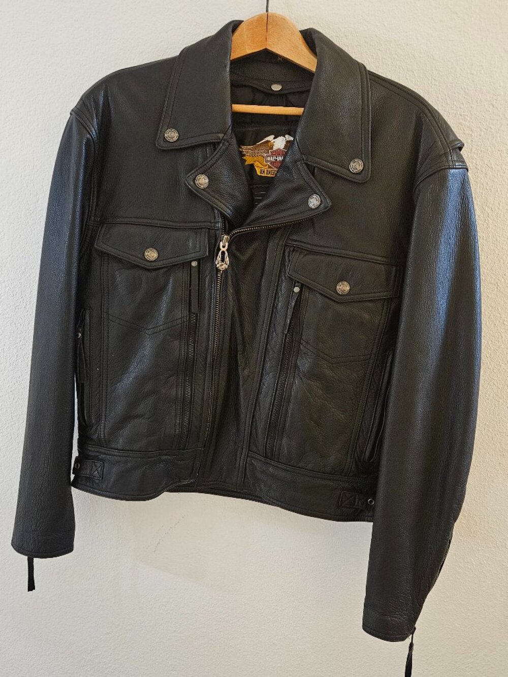 Vintage Harley Davidson Leather Jacket Vented Nevada Removable Liner M {#916-1}